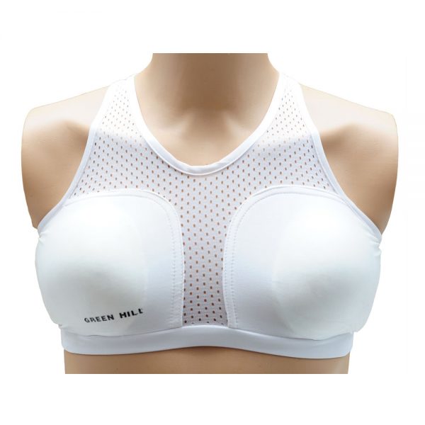 Защита груди женская лайкра/полиэстер белая, пластиковые чашки 1