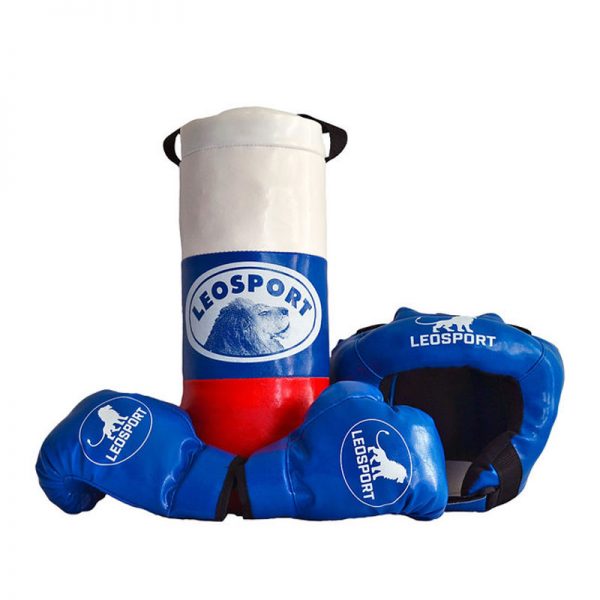 Детский боксерский набор “Львенок” Леоспорт для начинающего спортсмена мешок+перчатки+шлем №3