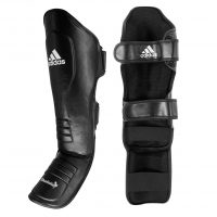 adiGSS011T Защита голени и стопы Muay Thai Shin Instep Leather Adidas черно-белая